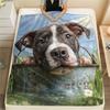 Pitbull and Grass,pattern Flannel Blanket, High Quality Comfortable for All Seasons, Home Decor, Warmth and Comfort, Perfect for Gifts.