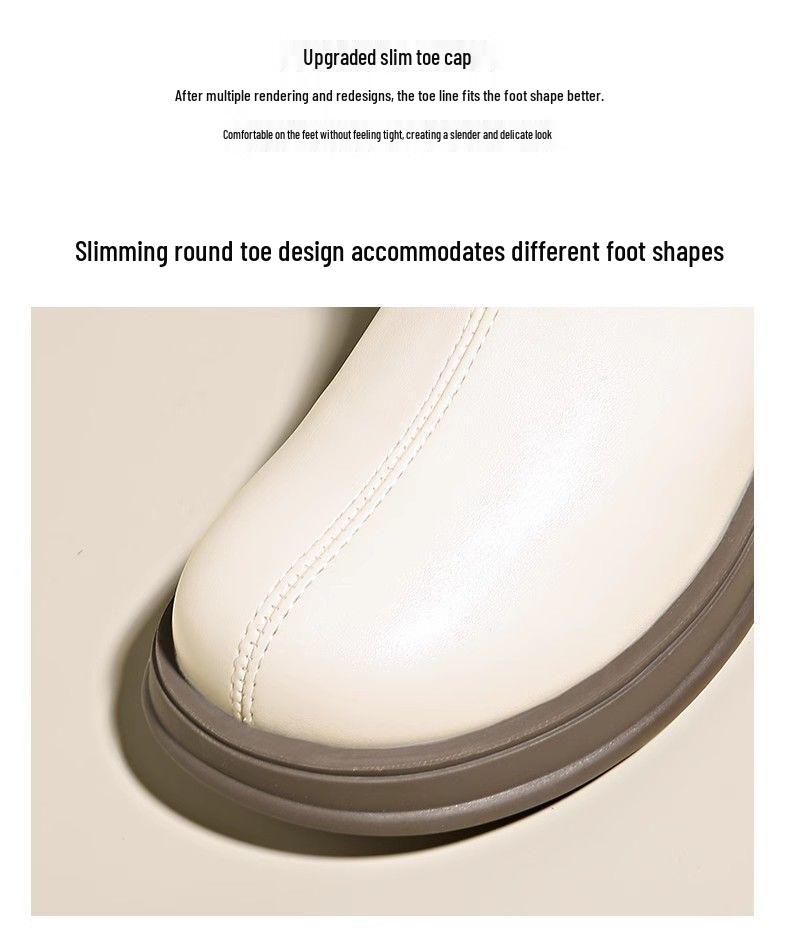 Women's Autumn/Winter 2025 British Style Real Leather Skinny Sock Boots with Back Zipper