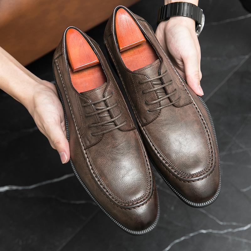 Fashion Fashion Highquality Retro Men's Shoes Casual Dress Leather Shoes Brown Black Formal Business Derby Shoes Luxury Wedding Shoes