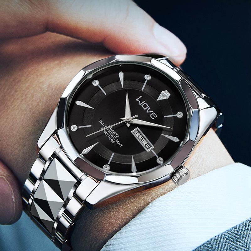 Watch Couple, Simple Quartz Watch, Double Calendar Week Business Watch Watch Men'S Luminous Light