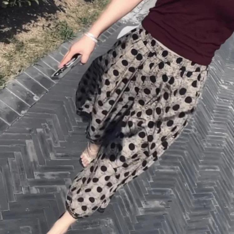 Women's High-Waisted Retro Polka Dot Cropped Wide-Leg Pants - Summer 2026 Slimming Versatile Fashion.