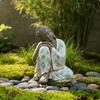Garden Ornament with Mosaic Finish Meditative Style Mini Buddha Statue Stone
