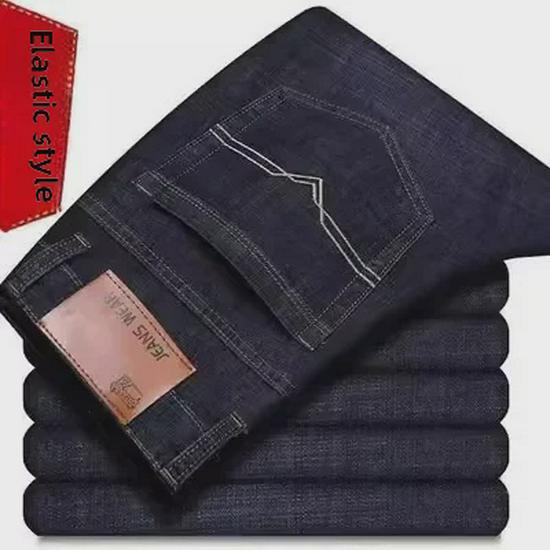 Jeans de Trabalho Elásticos de Verão Soltos Retos Masculinos