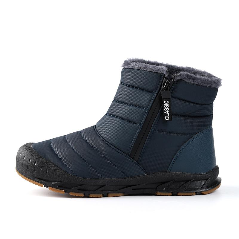 Men's Winter Warm Snow Boots With Zipper Non-Slip Water Resistant Faux Fur Lined Ankle Booties Outdoor Comfort High-Top Hiking Walking Shoes for Men