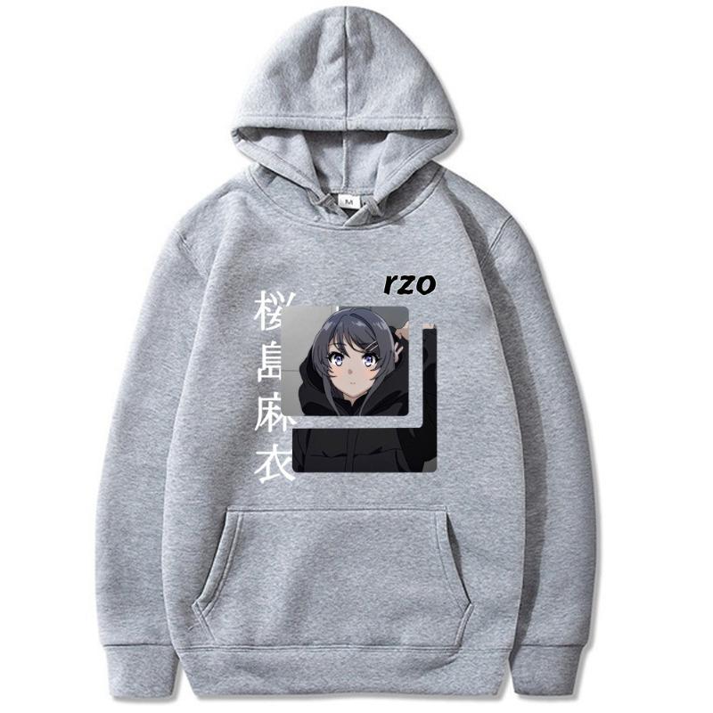 Sakurajima Mai Japonské animační mikina s kapucí Pánská Dámská Harajuku Pulovr Street Wear Unisex Podzim Zima Plyšový svetr