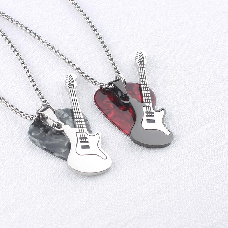 Men's Stainless Steel Guitar Pick Pendant: Hip Hop Rock Niche Design Jewelry