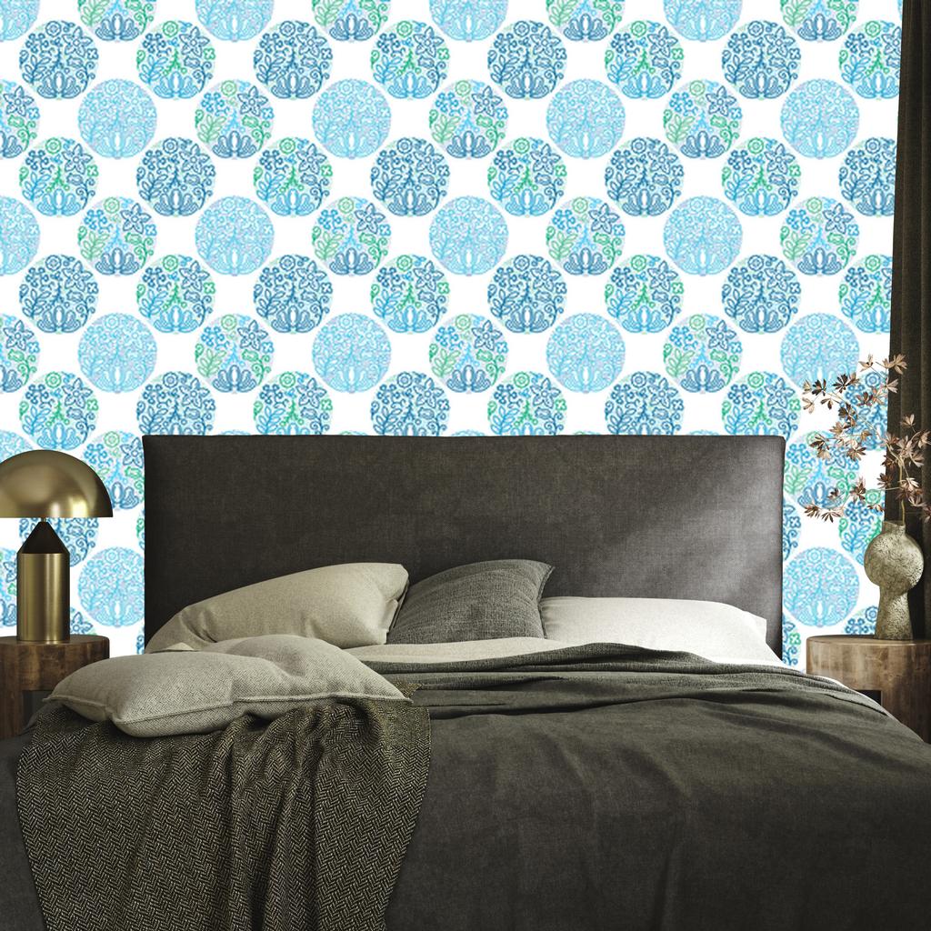 Wallpaper Turquoise Plants Pattern for Living Room and Bedroom 50x1000