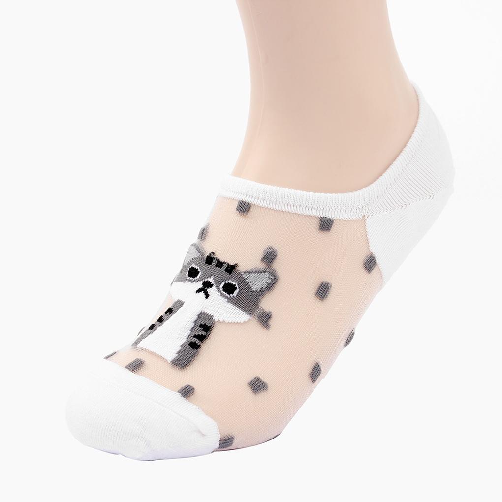 10-Paar-Set niedliche durchsichtige Katzen-Hausschuhe und rutschfeste Fake-Socken