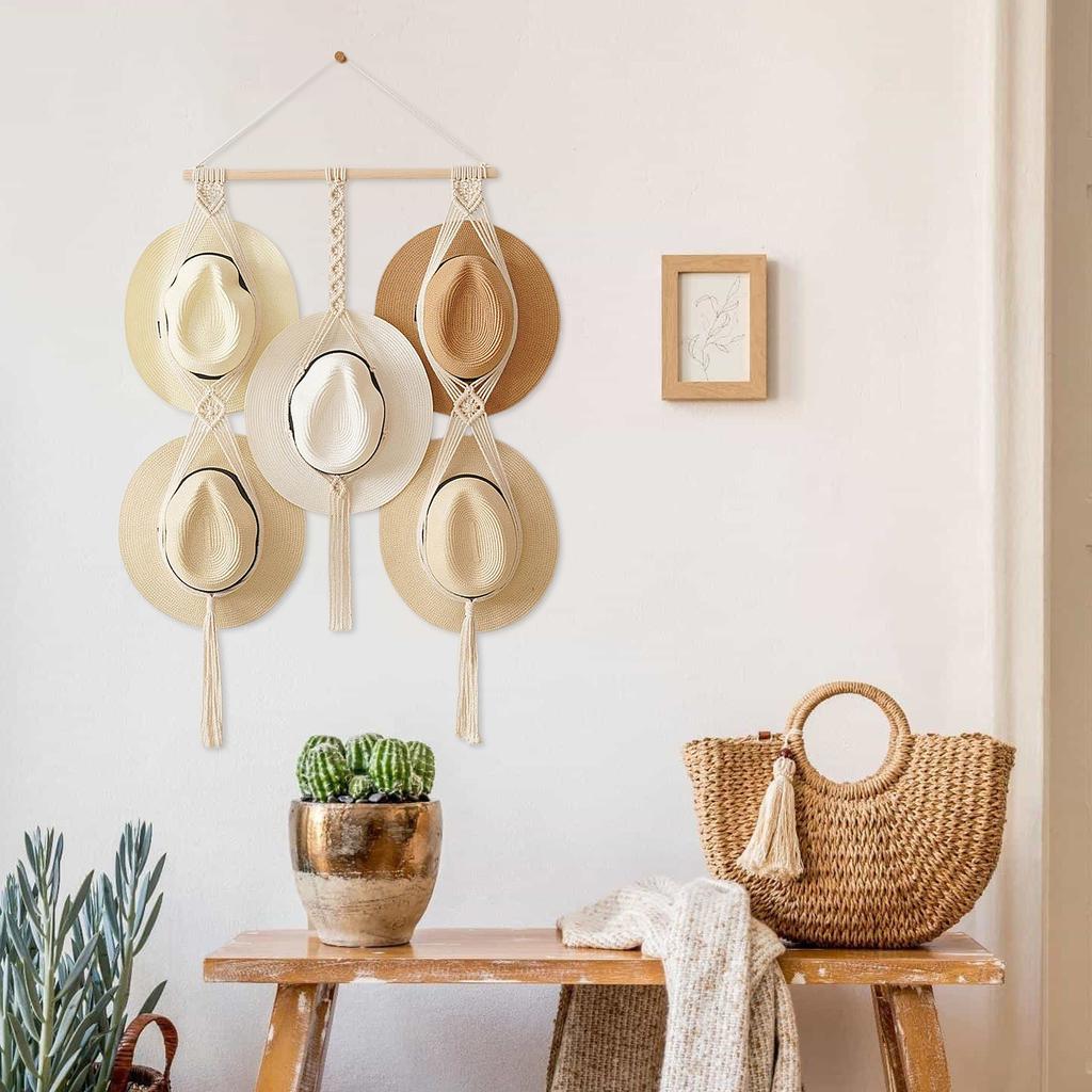 Wall Mounted Hat Storage Hanger Handmade Woven Hat Holder New Wall Hat Hanger  Home Decor