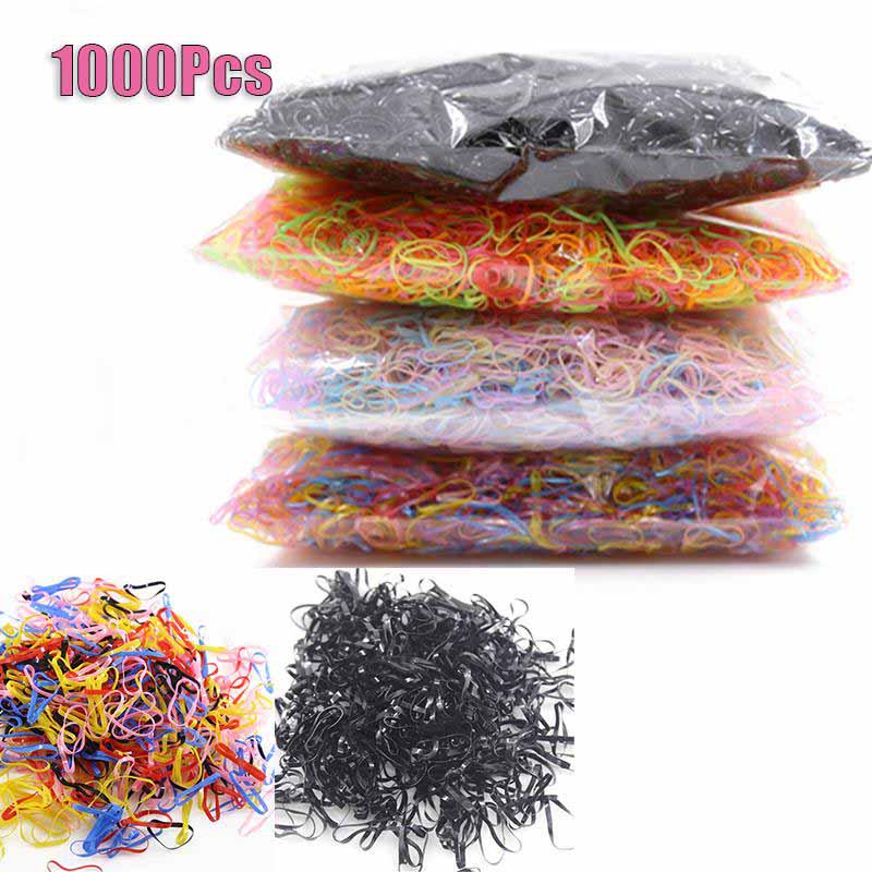 

1000 шт., резиновая веревка, держатель для хвоста, женские и детские эластичные ленты для волос