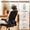 Ergonomic Office Chair, Mesh, Adjustable Lumbar Support, Headrest, 64 X 65 X 129 Cm, Black
