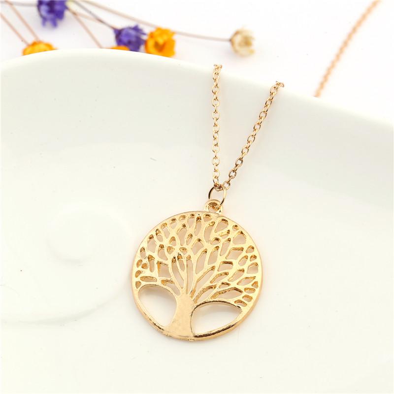 Collier arbre à souhaits circulaire creux, chaîne de pull, accessoires de bijoux de vie nordique