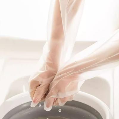 50PCS Scrubbing Tools Thickened Disposable Gloves Waterproof Transparent Cleaning Gloves 59cm CPE Scrubbing Gloves Gardening