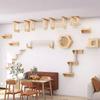 Wall Mounted Wooden Cat Shelves Jumping Furniture Cat Climbing Tree Scratching Post Hammock Stairs Playing Climbing Frame