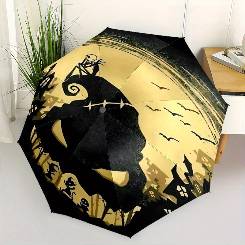 1 Auto Open Jack Skellington, Sally Themed Colorful 8-rib Portable Umbrella for Men and Women, A Compact Commuting Companion Suitable for Da
