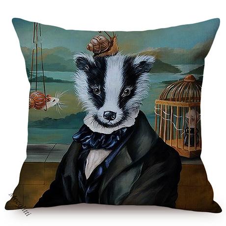 Nordic Art Posters Style Decoration Cushion Cover Lion Rabbit Zebra Deer Funky Animal Funny Oil Painting Sofa Throw Pillow Cases