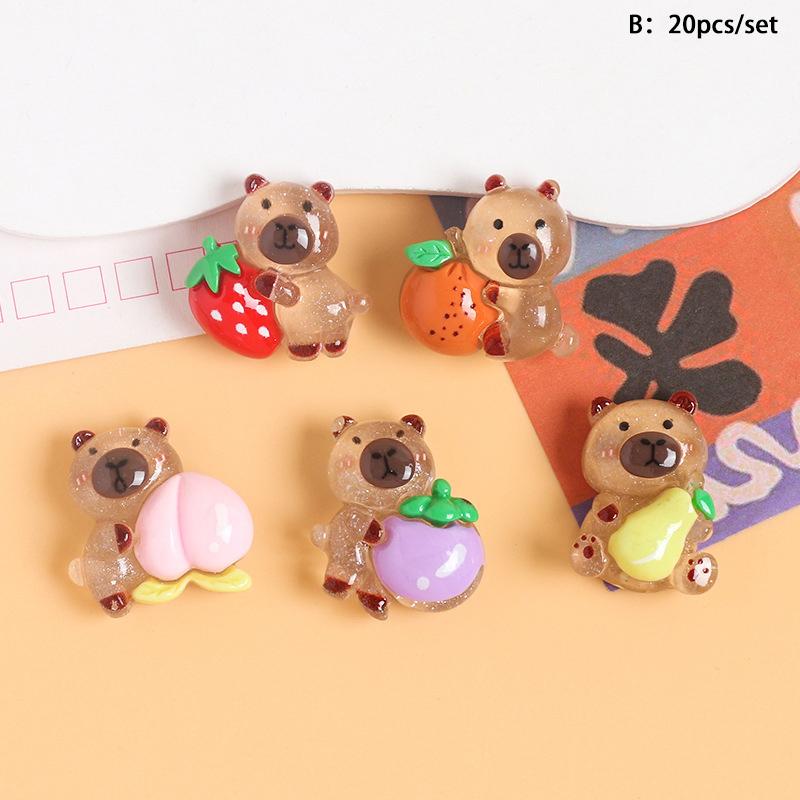 10 stk/sett Capybara Resin Tilbehør Barnas DIY Tilbehør Hjemmedekorasjon Små Ornamenter