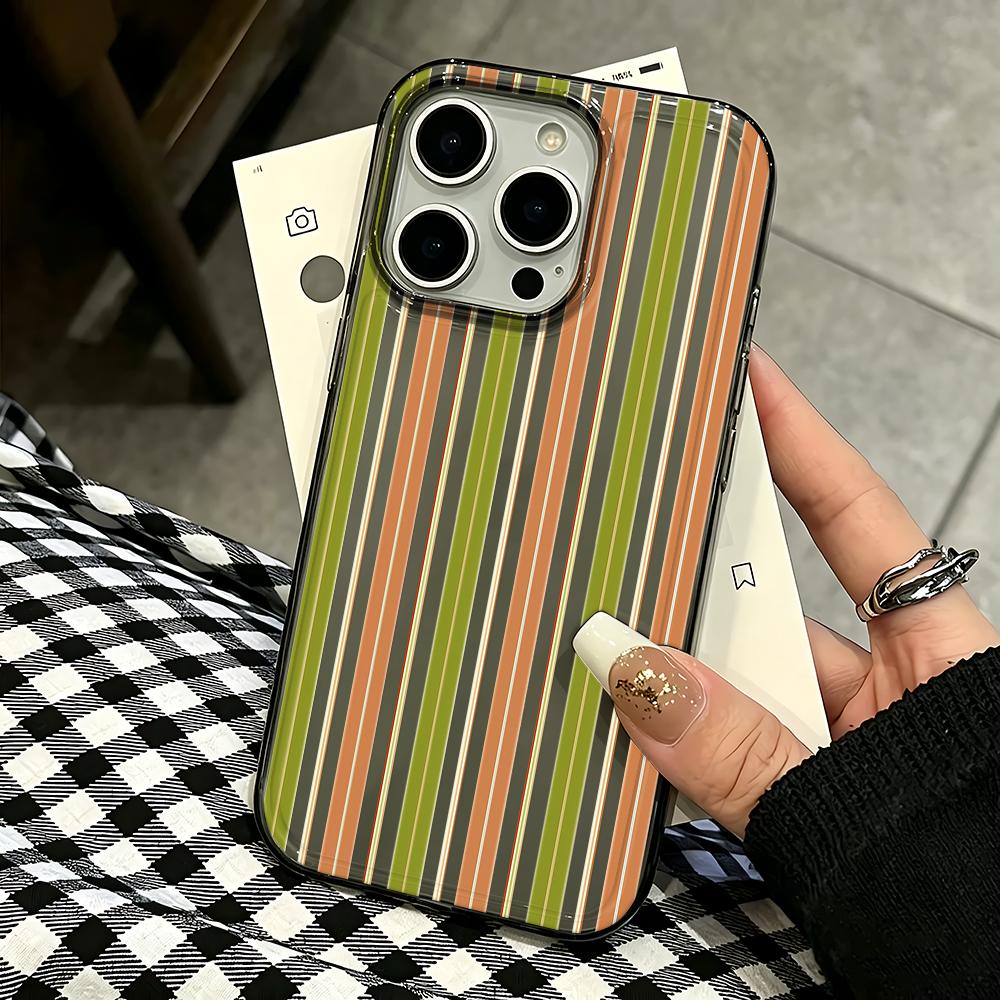 American Retro Color Strips Phone Case For Iphone 17 Air 16 15 14 Pro 13 12 11 Pro Max 16 Plus Shockproof Silicone Cover