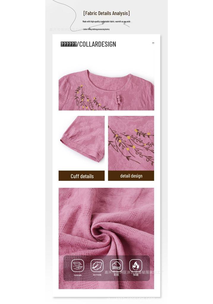 2026 New Summer Cotton & Linen Maternity Set: Stylish Short-Sleeve T-Shirt for Women, Middle-Aged & Elderly