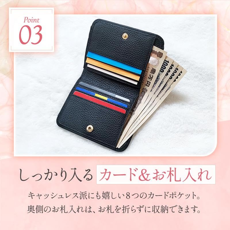 Women's Bifold Wallet, Stylish, Cute, Simple, Card Case, Coin Purse, Bill Pocket, Mini Wallet, Compact, Black, Gift (Salmon Pink)
