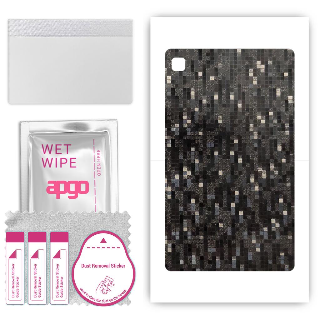 apgo Schutz-Skin-Aufkleber für die Rückseite, kompatibel mit Samsung Galaxy Tab A7 Lite, Wrap-Folie, Folie, Vinyl - Muster Carbon Black Pixel
