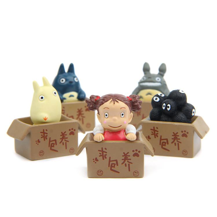 Cartoon Cute Totoro Box Cat Mini Model Decoration Figurine For Landscape Props