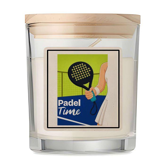 Bougie parfumée - PLANETEE - Padel Time Femme - senteur vanille - pot verre & couvercle bambou - format compact 8,5x7 cm