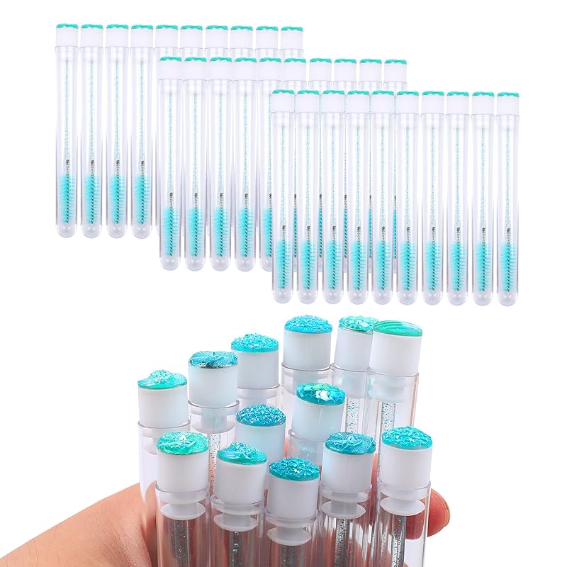 60 Pcs Colorful Lash Disposable Mascara Brushes Diamond Eyelash Spoolies Makeup Brush Mascara Wand In Sanitary Tube Lash Supplies