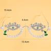 Rhinestone Pearl Eye Shape Rimless Decor Glasses Party Costume Photo Prop Eyewear