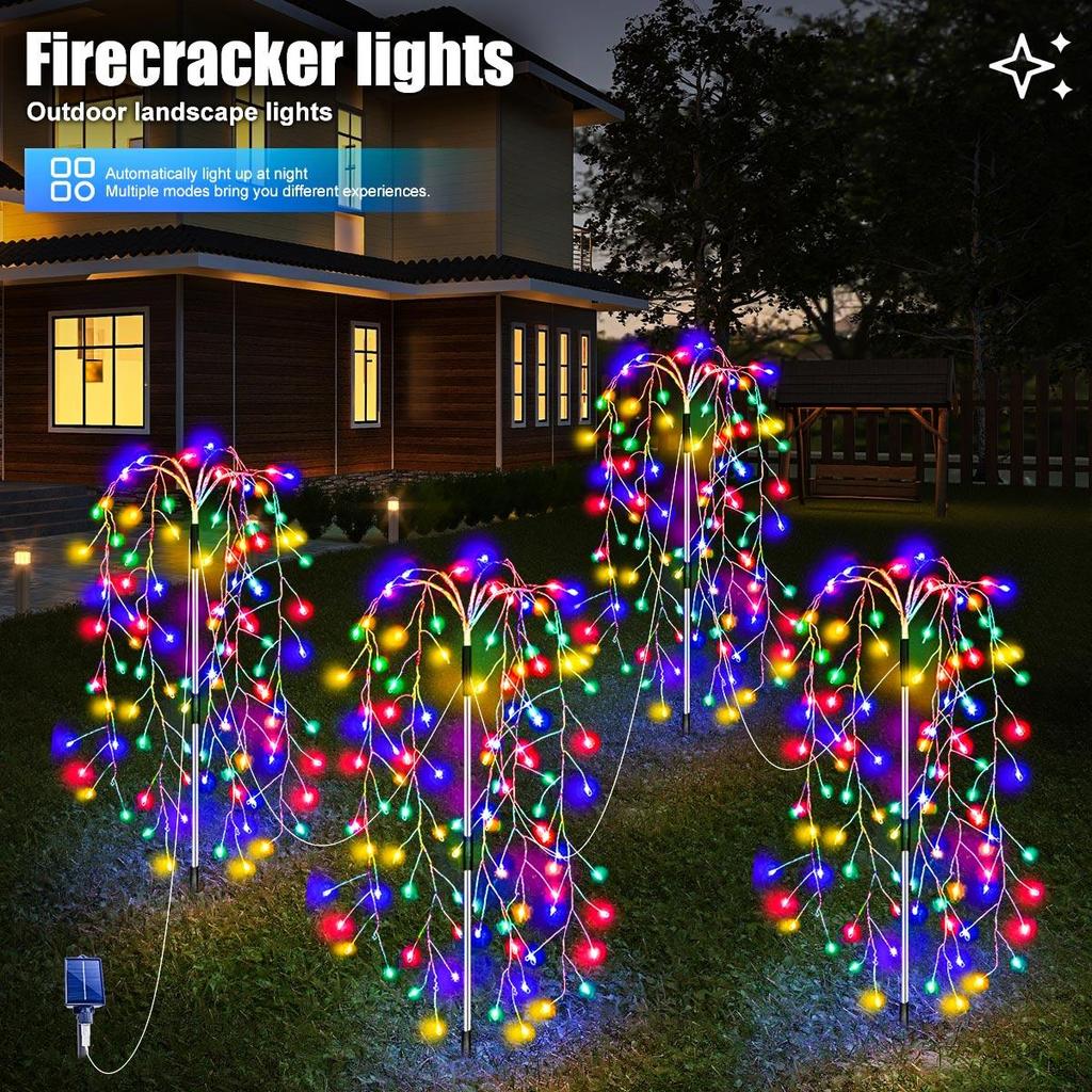 420/680LED Solar firecracker lights led copper wire fireworks lights string Christmas holiday ambient lights garden lawn lights