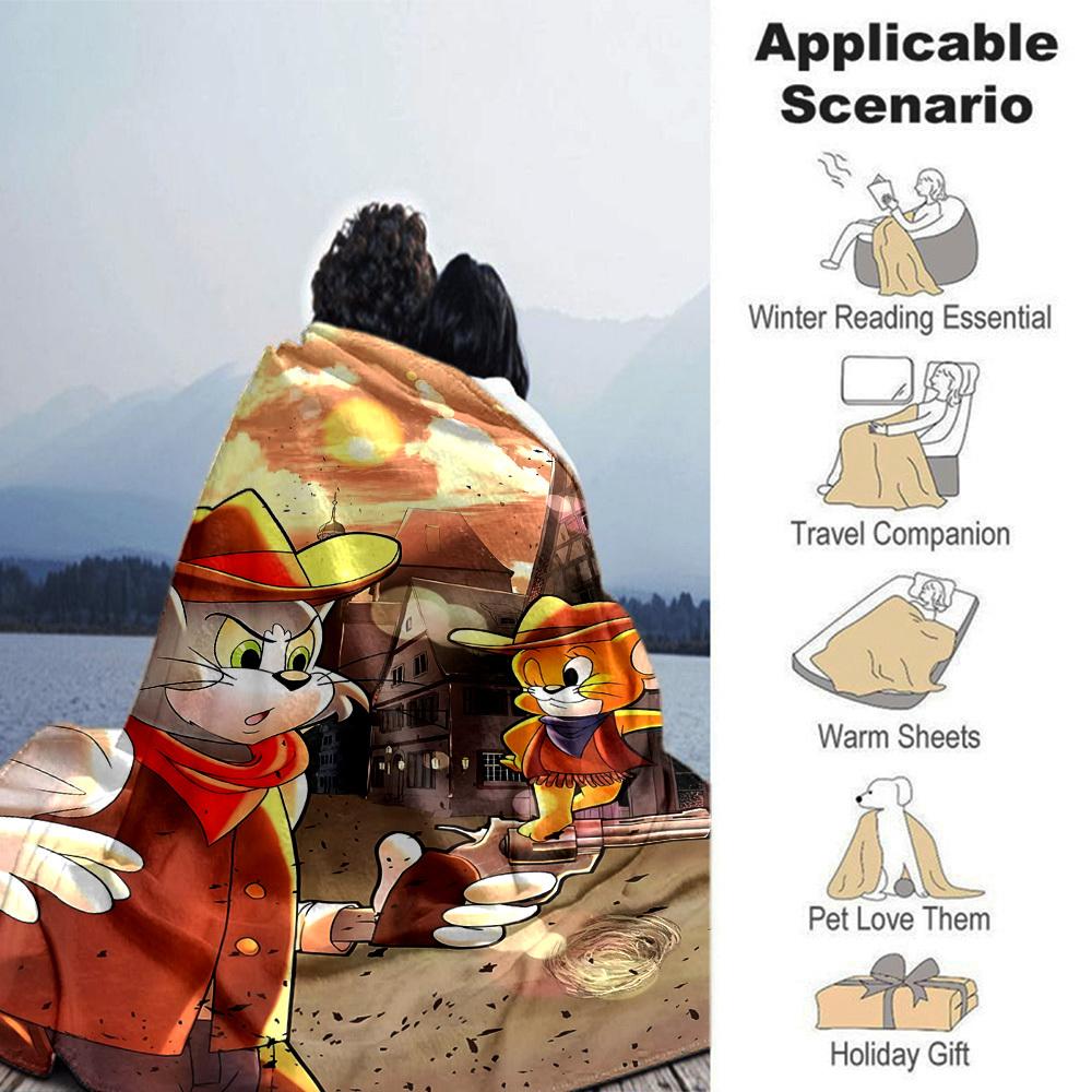 1pc cowboy mouse Flannel Blanket - Soft Warm Throw for Home, Office, TravelL1340