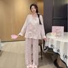 Spring and Autumn Ice Silk Pajamas for Women, Cute Princess Style Lace Loungewear Suit Can Be Worn Outside