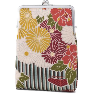 Noren Goshuincho for 2 Books Item Flower Line 22 X Depth Made In Square Clasp Seal Case Case/Bag (Precious Case/Retro - Blue) 14cm, 2.5cm / Japan,