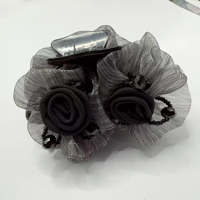 

Exquisite Mesh Double Rose Flower Hair Clip Women S After Brain Hairpin Headwear Accessories Gifts