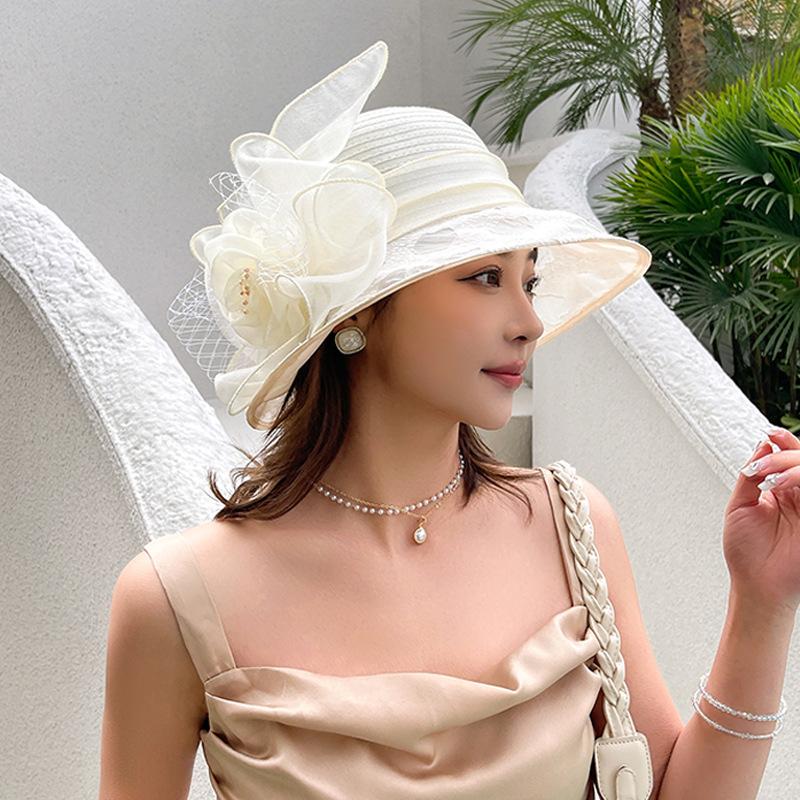 New Hat For Women In Summer, Fashionable And Versatile, Retro Organza, Small Coastal Sun Protection Hat, Sun Visor Hat