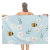 Landsbygd Honungsbin Vildblommor Tryck Sandfritt Strandhandduk för Snabbtorkande Absorberande för Pool Simning Sport Badrum Strandhanddukar