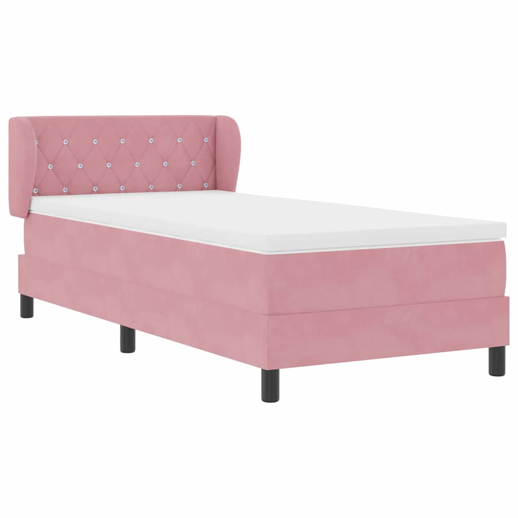 Boxspring bed with headboard Pink 90 x 200 cm Velvet