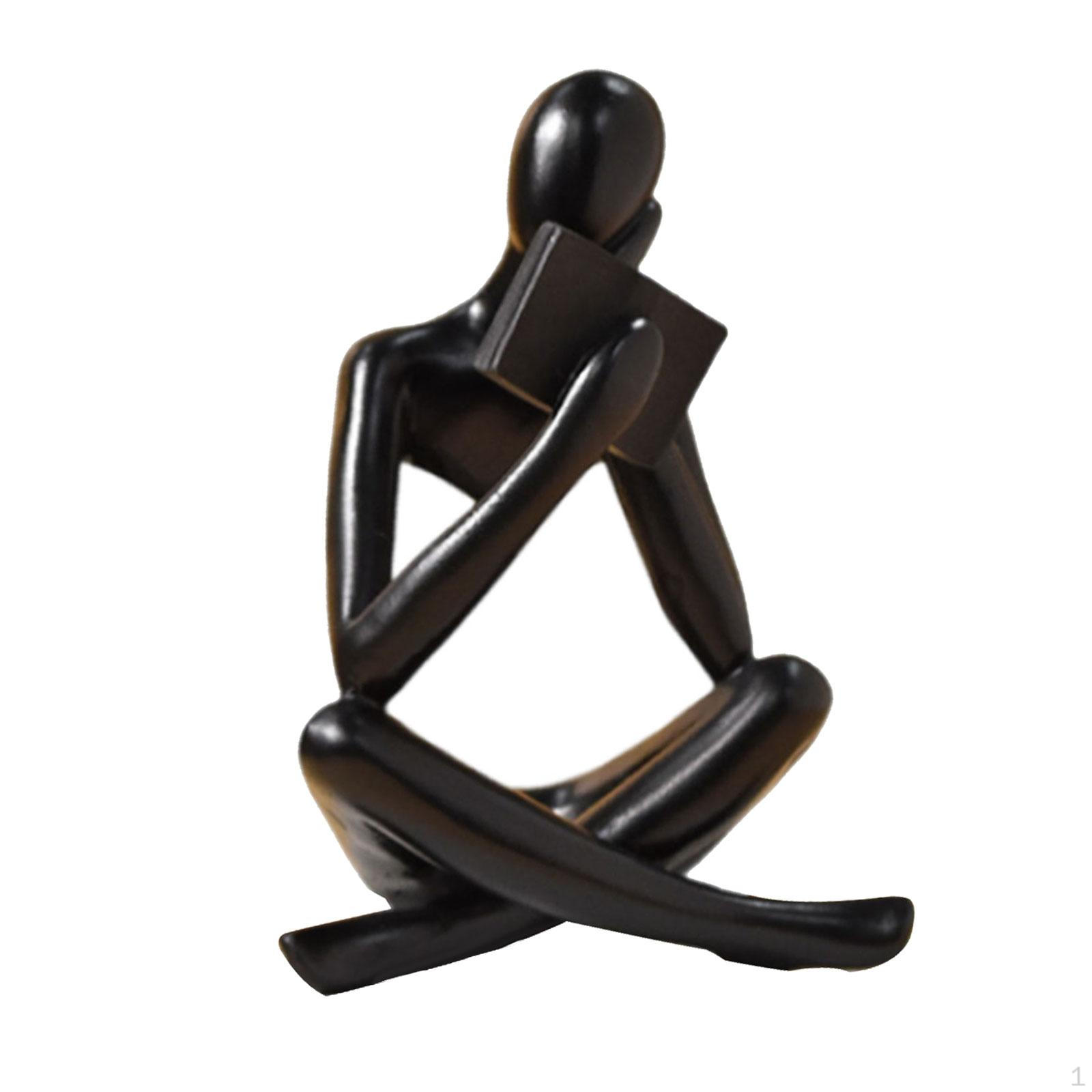 

Abstract Reader Statue Decorative Figurine Sculpture Thinker Ornament in Resin Modern 8cmx6cmx12cm чорний