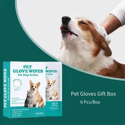 Salviette per Guanti per Animali Domestici Confezionate Singolarmente 6 PZ Senza Lavaggio Toelettatura Cani e Gatti Salviette Umidificate per Mani