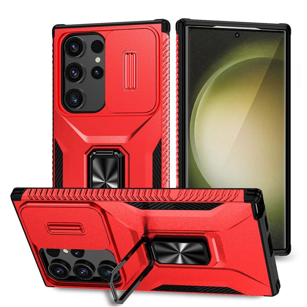 KEYSION Nárazuvzdorné pouzdro pro Samsung S24 Ultra 5G S24+ S23 FE Slide Ochranný kroužek na fotoaparát Kryt na telefon pro Galaxy S23 Ultra