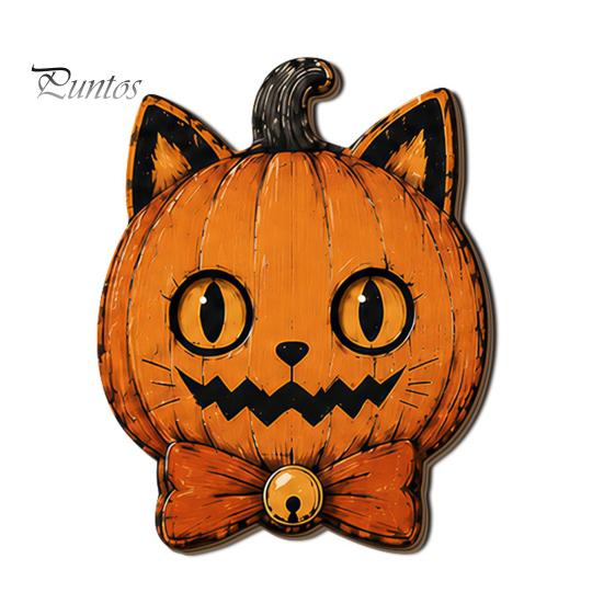 Fall Farmhouse Tabletop Centerpiece Vintage Halloween Wooden Decor, Cat Mummy Skeleton Figurines, Decorative Signs for Fireplace Shelf Mantel