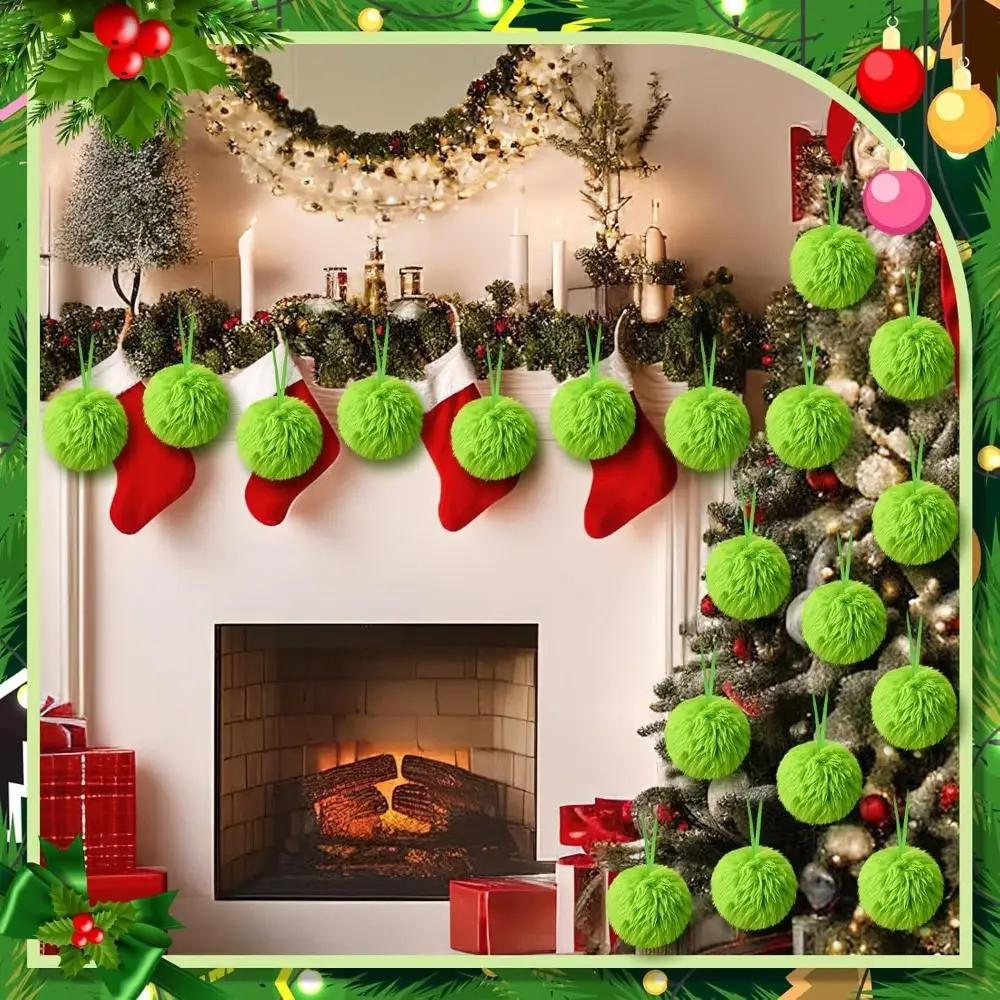 12PCS New Plush Surface Christmas Balls Ornaments DIY Craft Soft Christmas Tree Balls Christmas Tree Pendant Party Supplies