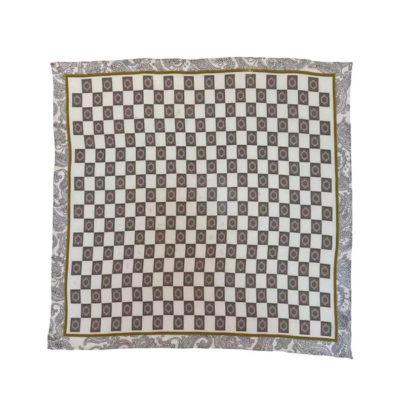 NINA SOLOR Italian Paisley Border Double Crepe Silk Scarf