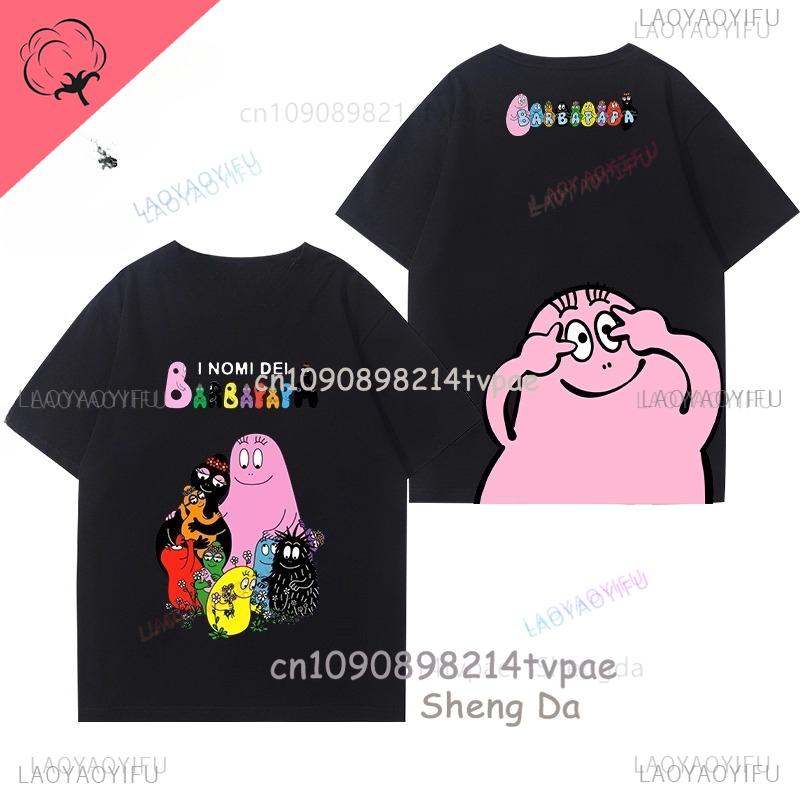 Children T Shirt Barbapapa Cartoon Clothes Boys Girls 100 Cotton Crewneck Casual Kawaii Cute Tee Camisa Printed Shirt