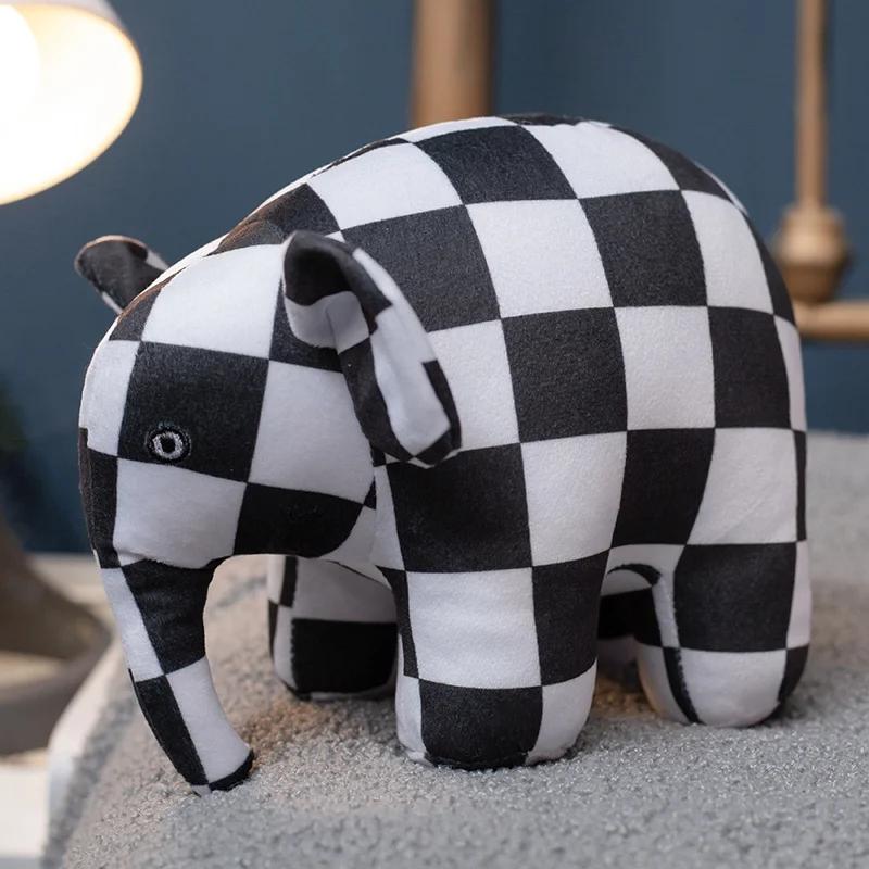 Toon Manga Elmer This Elephant Figurine Fluffy Companion Pendent Plaid Elephant Emma Stuffed Toys Plushie Children Soothing Throw Pillow Bday Favor