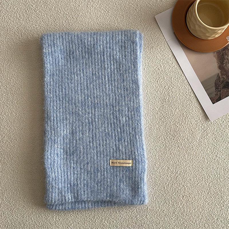 Luxury Women's Scarf Autumn/Winter New Solid Color Korean Knitted Wool Blended Warm Shawl Fashion Versatile Scarf
