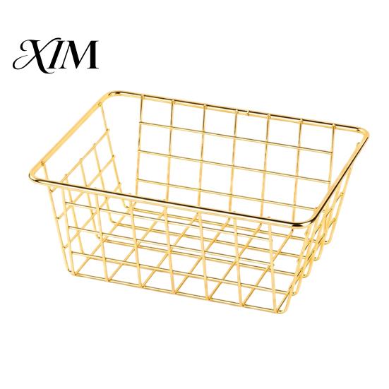 Wardrobe Clothes Organizing Bins Iron Storage Basket, Nordic Style Wire Organizer Bin, Large Decorative Metal Grid Baskets Capacity