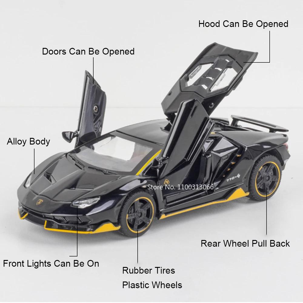 1:32 Lambor LP750-4 LP770-4 Cars Toy Models Light Sound Miniature Model Vehicles Doors Opened Sports Car Children Festival Gifts