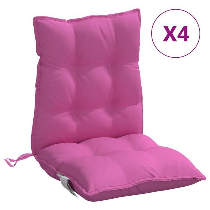 VidaXL Lot de 4 Coussins de Chaise à Dossier Bas, Galette de Siège Imperméable, Coussin d'Extérieur Anti-glissement Jardin 377732