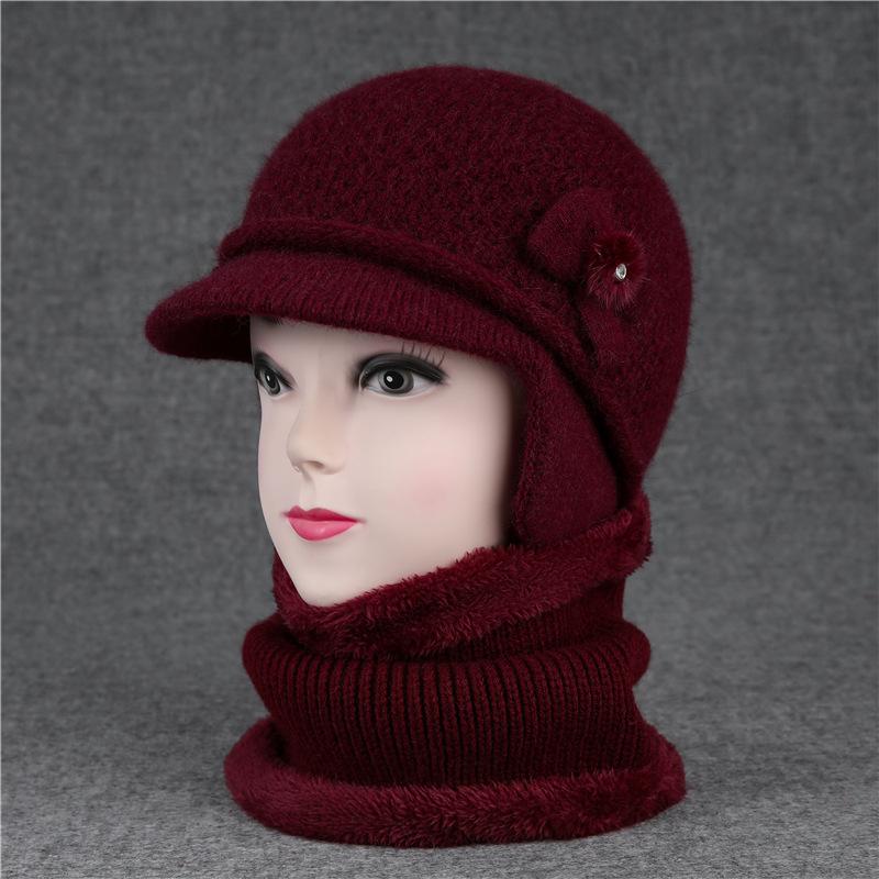 Hat Ladies Ear Protector Warm Wool Hat Winter Grandma Fleece Cold Hat